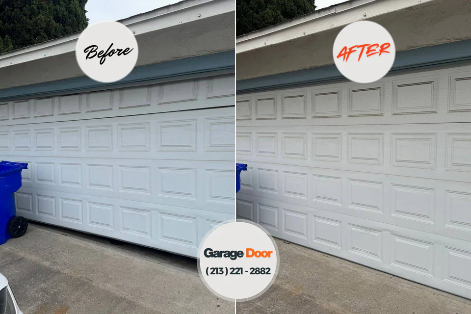Before and after: garage door spring repair Limestone, IL